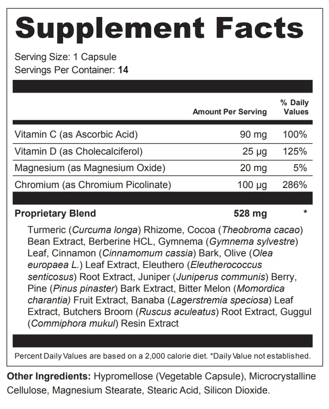 Saver Port 1 Travel Size Blood Sugar Support ingredients