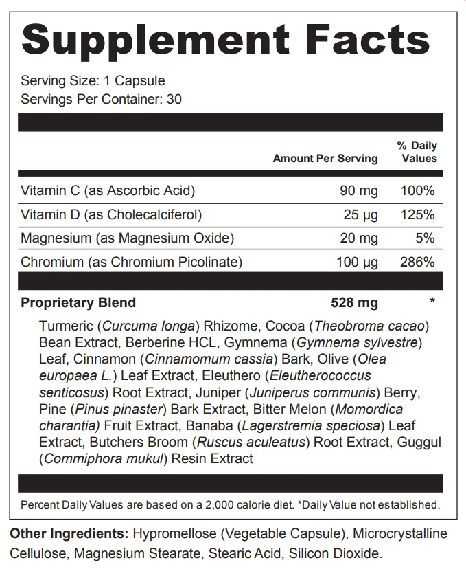 Saver Port 2 Blood Sugar Support ingredients